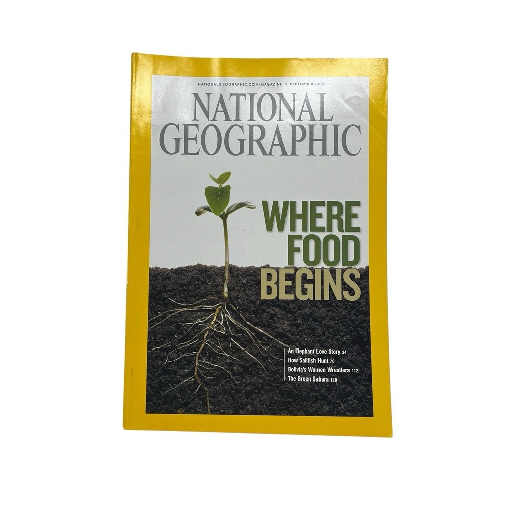 National Geographic Magazine September 2008 Where Food Begins, Elephants, Sahara